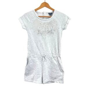 Diesel Girls Grey Sequin Logo Romper One-Piece Shorts Size Large 12 Short Sleeve